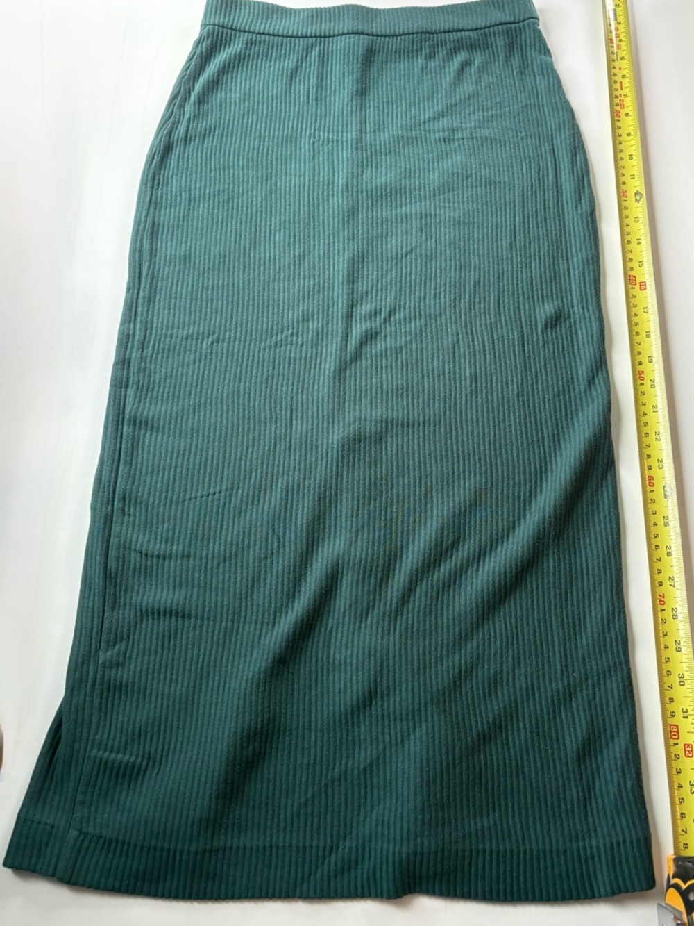 Club Monaco Ribbed Maxi Skirt in Teal Green